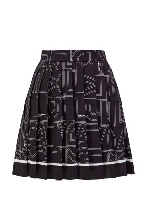 Плиссированная юбка-мини с контрастным принтом K/logo KARL LAGERFELD. Цвет: черный