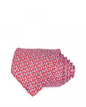 Классический шелковый галстук с принтом жирафа , цвет Red Ferragamo