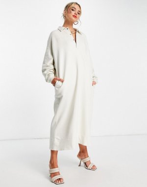 Серое платье-свитшот в стиле oversized с воротником поло -Серый ASOS EDITION
