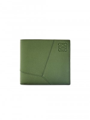 Кожаный бумажник с двумя сложениями Puzzle Edge , зеленый Loewe