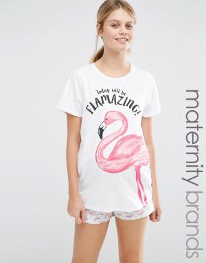 Пижамный комплект для беременных с футболкой и шортами New Look Matern Maternity. Цвет: розовый