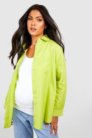 Льняная рубашка для беременных, зеленый Boohoo