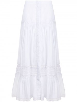 Поплиновая юбка с кружевом Charo Ruiz Ibiza. Цвет: белый