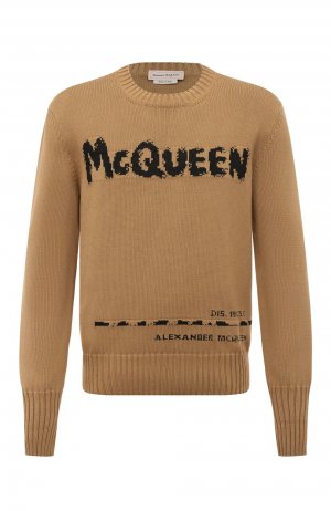 Хлопковый свитер Alexander McQueen. Цвет: бежевый