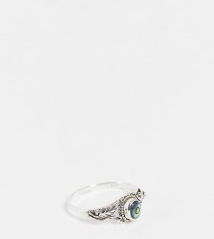 Серебряное кольцо с вытравленным узором и искусственным абалоном -Серебристый Kingsley Ryan