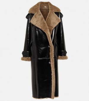 Кожаное пальто Jordan с отделкой из овчины THE MANNEI, коричневый Mannei