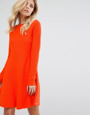 Оранжевое вязаное платье Boss Orange Lesibell. Цвет: оранжевый