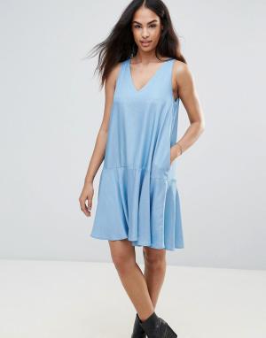 Свободное платье из шамбре -Синий FRNCH