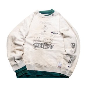Пуловер Sing Tomorrow Pullover 'White/Green', белый Maison Mihara Yasuhiro