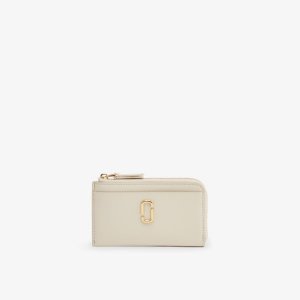 Кожаный кошелек на молнии с фирменной бляшкой , белый Marc Jacobs