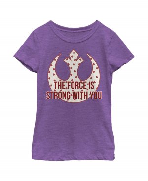 Детская футболка с логотипом повстанцев «Звёздные войны» для девочек «Сила сильна» на День святого Валентина Disney Lucasfilm