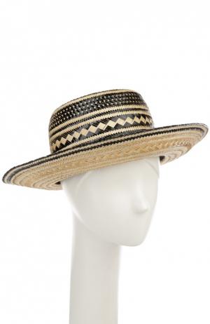 Соломенная шляпа с декоративными помпонами Yosuzi. Цвет: разноцветный
