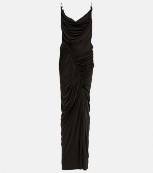 Платье макси из джерси со сборками , черный Bottega Veneta