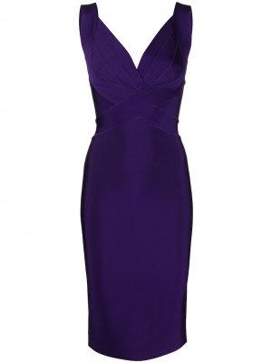 Платье облегающего кроя с V-образным вырезом Herve L. Leroux. Цвет: фиолетовый