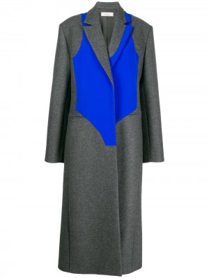 Длинное пальто с контрастной вставкой Nina Ricci. Цвет: серый