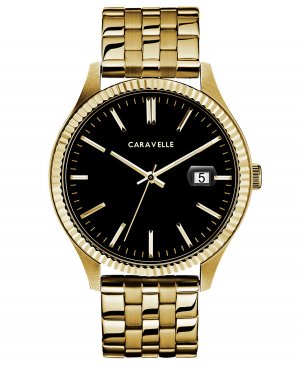 Мужские золотистые часы-браслет из нержавеющей стали 41 мм Caravelle