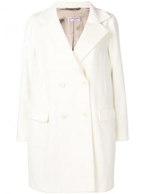 Двубортное пальто Alberto Biani. Цвет: белый