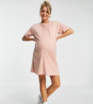 Розовое платье-футболка мини -Розовый цвет Pieces Maternity