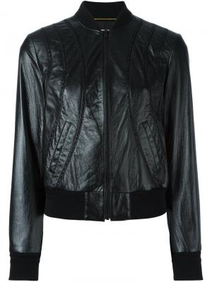 Декорированная кожаная куртка-бомбер Saint Laurent. Цвет: чёрный