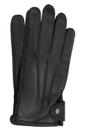 Кожаные перчатки Ermenegildo Zegna. Цвет: чёрный
