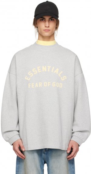 Серая футболка с длинным рукавом , цвет Light heather grey Fear Of God Essentials