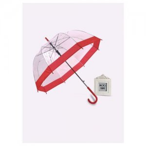 Зонт трость прозрачный с красной окантовкой | zc transparent zontcenter. Цвет: красный/бесцветный