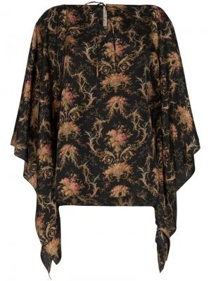 Блузка-кафтан Camilla с цветочным принтом By Walid. Цвет: черный