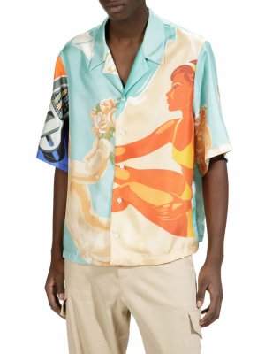 Шелковая рубашка с принтом на пуговицах, разноцветный Bally