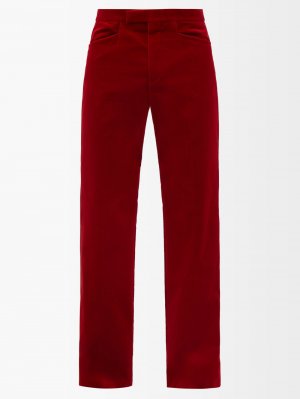 Расклешенные костюмные брюки из хлопкового бархата, красный Gucci