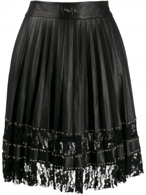 Плиссированная юбка с кружевом Philipp Plein. Цвет: черный