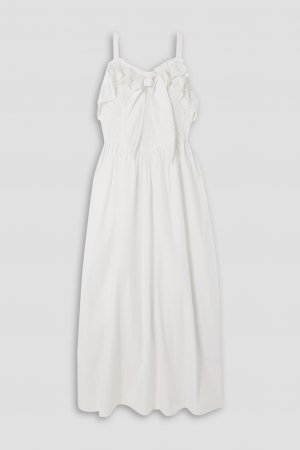 Платье миди из хлопкового поплина с хлопковыми вставками Broderie anglaise , белый Batsheva