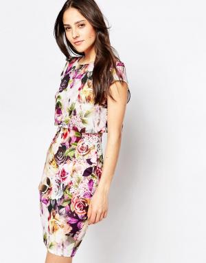 Платье с цветочным узором на топе Kylie Jessica Wright. Цвет: мульти