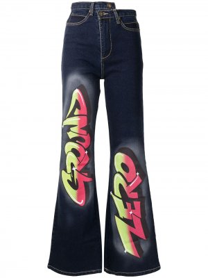 Расклешенные джинсы с логотипом Ground Zero. Цвет: синий
