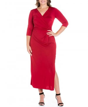 Женское платье макси больших размеров с боковым разрезом 24seven Comfort Apparel, красный Apparel