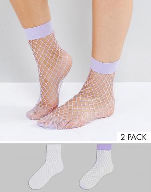 Набор из 2 пар носков (белые/лиловые) New Look. Цвет: белый