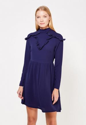 Платье LOST INK WOVEN FRILLY BUST FIT AND FLARE. Цвет: синий