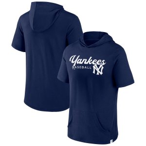 Мужской фирменный темно-синий пуловер с капюшоном New York Yankees Offensive Strategy короткими рукавами Fanatics