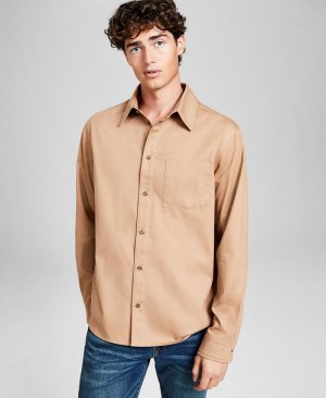 Мужская рубашка на пуговицах с длинным рукавом из оксфордского твила , коричневый And Now This