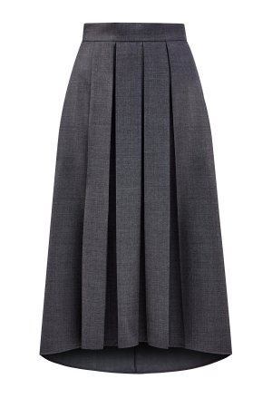 Шерстяная юбка-миди асимметричного кроя BRUNELLO CUCINELLI. Цвет: серый