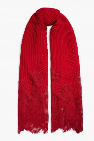Плиссированный шарф из кашемира и смесовой шерсти, связанный крючком, с кружевной отделкой. VALENTINO GARAVANI, красный Garavani