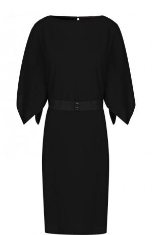 Однотонное платье-миди с контрастным поясом Windsor. Цвет: черный