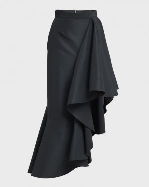 Асимметричная юбка-миди с рюшами по подолу Alexander McQueen