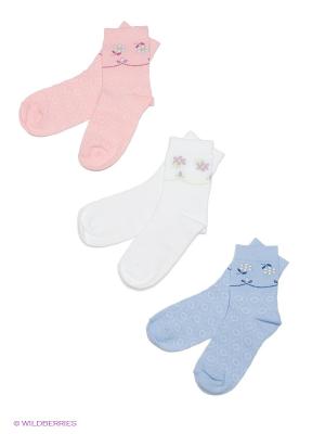 Носки детские, 3 пары БРЕСТСКИЕ. Цвет: белый, бледно-розовый, светло-голубой