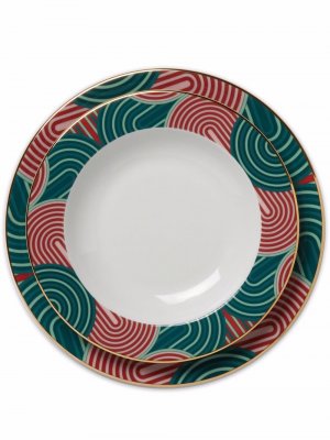 Набор Slinky из двух тарелок La DoubleJ. Цвет: зеленый