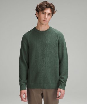 Текстурированный вязаный свитер с круглым вырезом, зеленый Lululemon