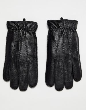 Кожаные перчатки с подкладкой из искусственного меха Dents. Цвет: черный