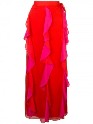 Юбка макси с оборками DVF Diane von Furstenberg. Цвет: розовый