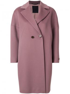 Пальто модели кокон на пуговицах Les Copains. Цвет: розовый и фиолетовый
