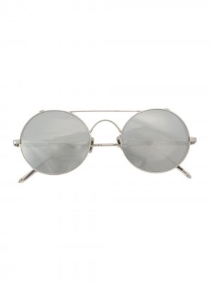 Солнцезащитные очки в круглой оправе Linda Farrow. Цвет: золотистый