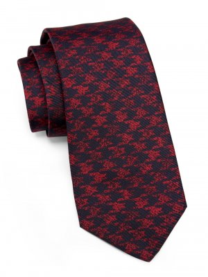 Шелковый галстук с узором «елочка» , красный Kiton